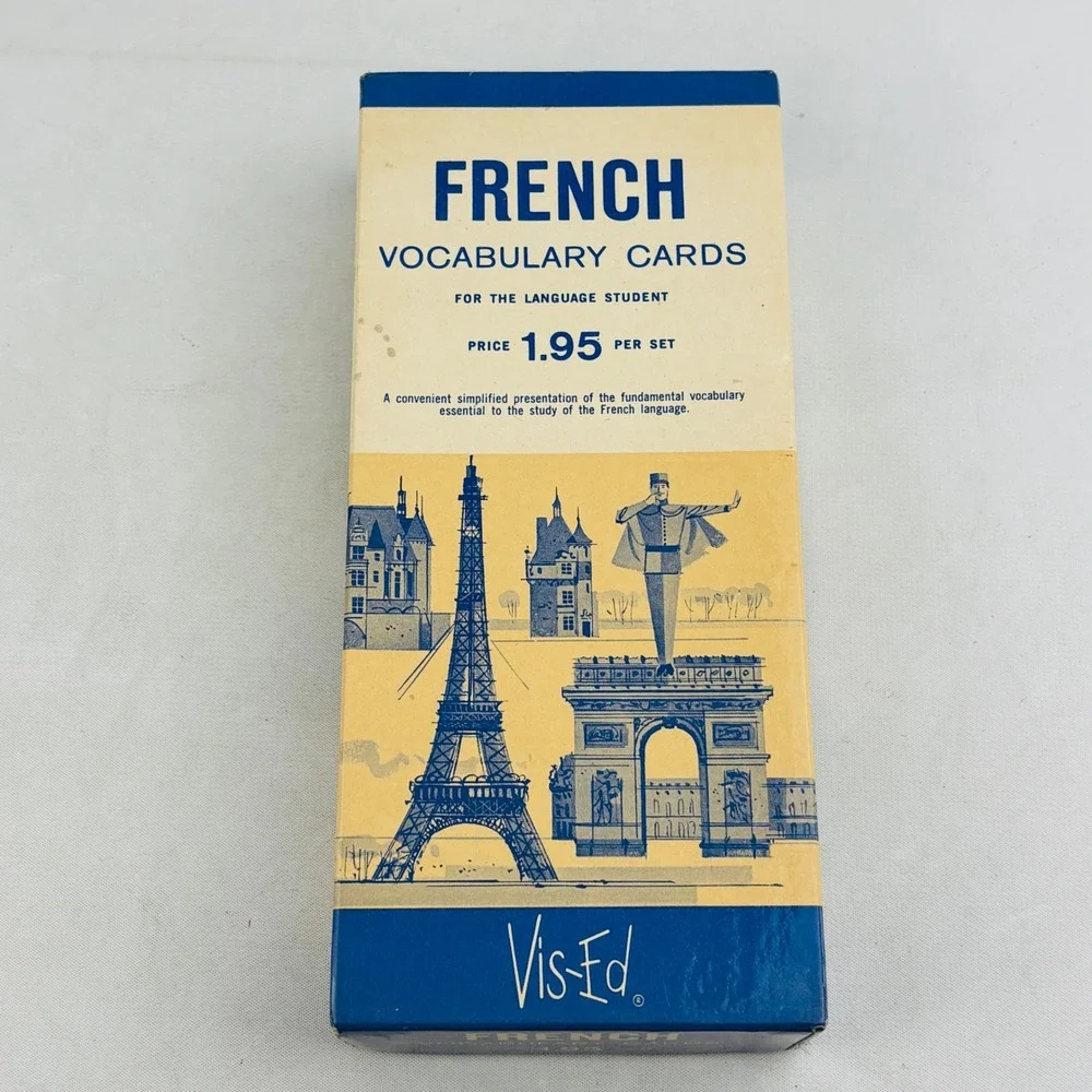 Vintage Vis-Ed French Vocabulary Cards‎ 1000 Flash Cards Language Study Set